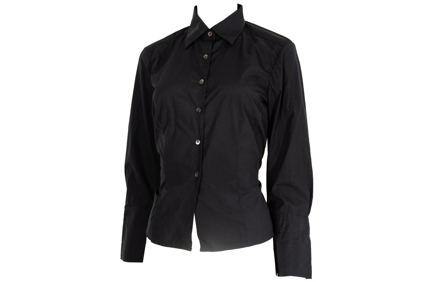 Vintage Dries Van Noten black sheer mesh back button up shirt