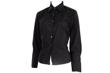 Vintage Dries Van Noten black sheer mesh back button up shirt