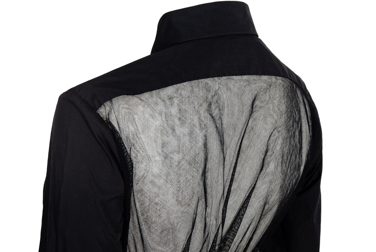 Vintage Dries Van Noten black sheer mesh back button up shirt