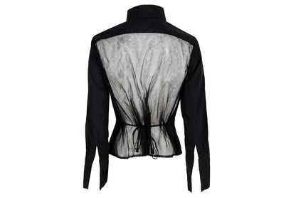 Vintage Dries Van Noten black sheer mesh back button up shirt