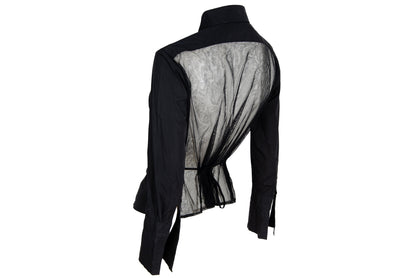 Vintage Dries Van Noten black sheer mesh back button up shirt