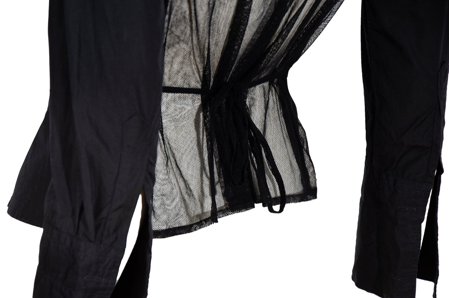 Vintage Dries Van Noten black sheer mesh back button up shirt