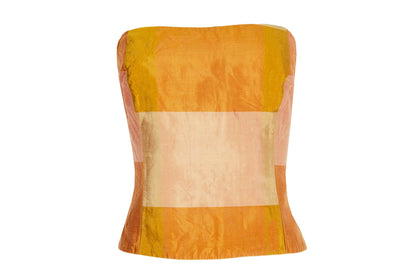 Vintage Nicole Cadine 100% silk patchwork bustier top