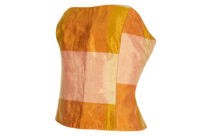 Vintage Nicole Cadine 100% silk patchwork bustier top