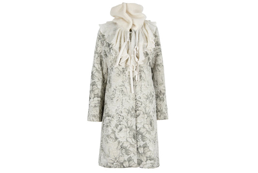Vintage Amuleti by Mariella Burani victorian inspired mohair collar wool tapestry coat
