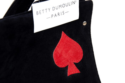 Vintage Betty Dumoulin black playing cards symbols shoulder strap bag / Made in France.
