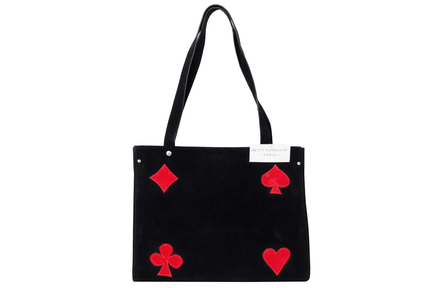 Vintage Betty Dumoulin black playing cards symbols shoulder strap bag / Made in France.