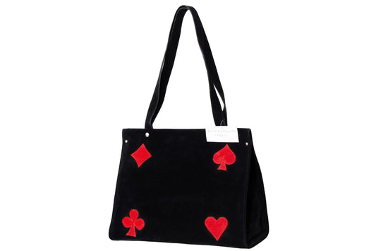 Vintage Betty Dumoulin black playing cards symbols shoulder strap bag / Made in France.