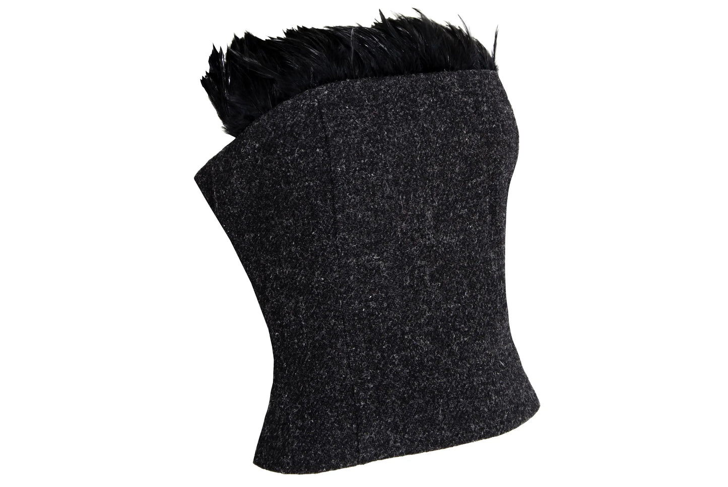 F/W 1998 Jean Colonna wool tweed and feather trim bustier / Made in Italy