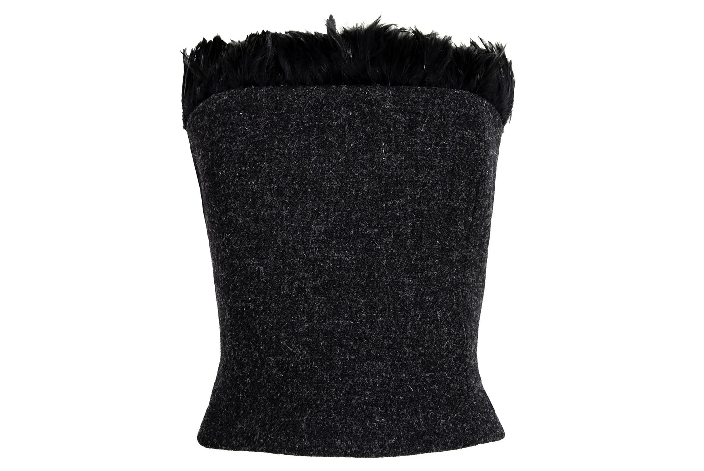 F/W 1998 Jean Colonna wool tweed and feather trim bustier / Made in Italy