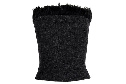 F/W 1998 Jean Colonna wool tweed and feather trim bustier / Made in Italy