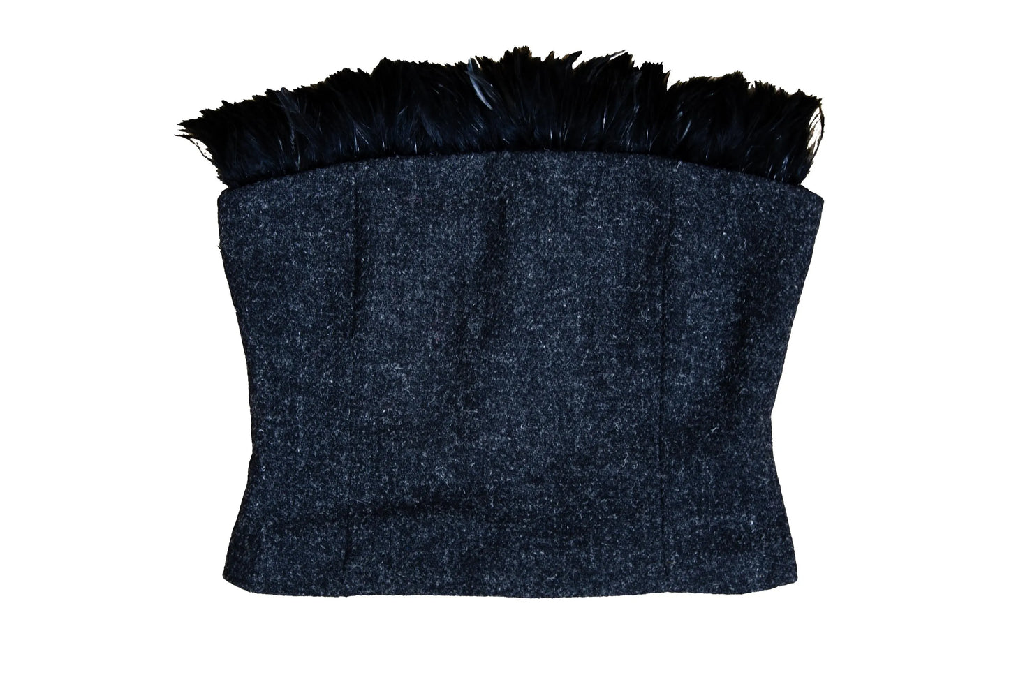 F/W 1998 Jean Colonna wool tweed and feather trim bustier / Made in Italy