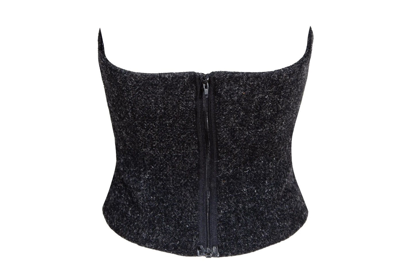 F/W 1998 Jean Colonna wool tweed and feather trim bustier / Made in Italy