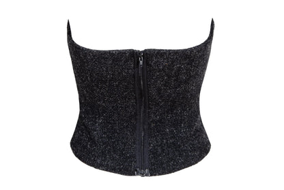 F/W 1998 Jean Colonna wool tweed and feather trim bustier / Made in Italy