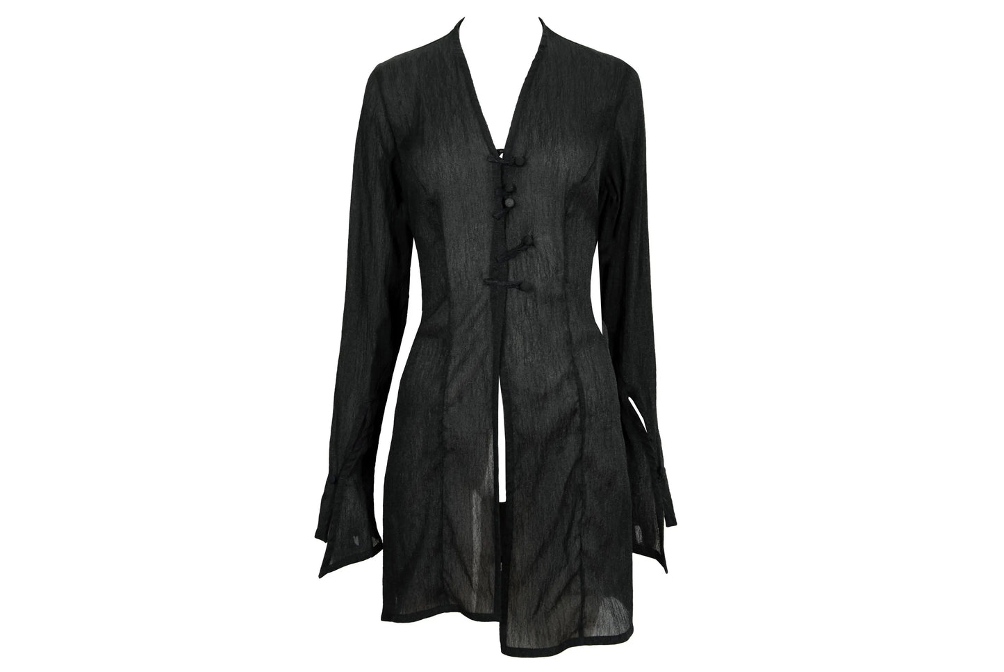 Vintage Kaat Tilley sheer asymmetrical button front cardigan / Made in Belgium