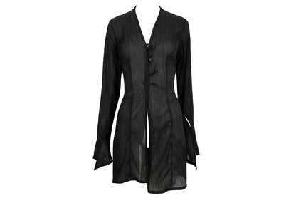 Vintage Kaat Tilley sheer asymmetrical button front cardigan / Made in Belgium