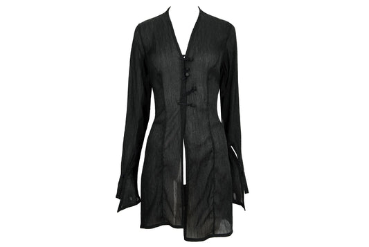 Vintage Kaat Tilley sheer asymmetrical button front cardigan / Made in Belgium