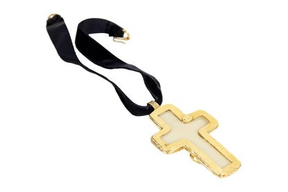 Vintage 90s oversized gold tone metal cross pendant with red stones / Baroque abstract cross with golden heart detail black velvet choker
