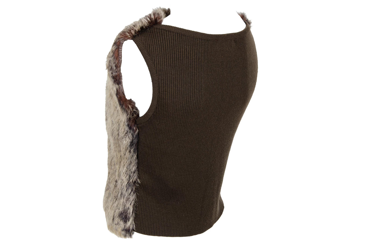 Vintage F/W 2000 Amaya Arzuaga rabbit fur and knit tank top / Made in Spain