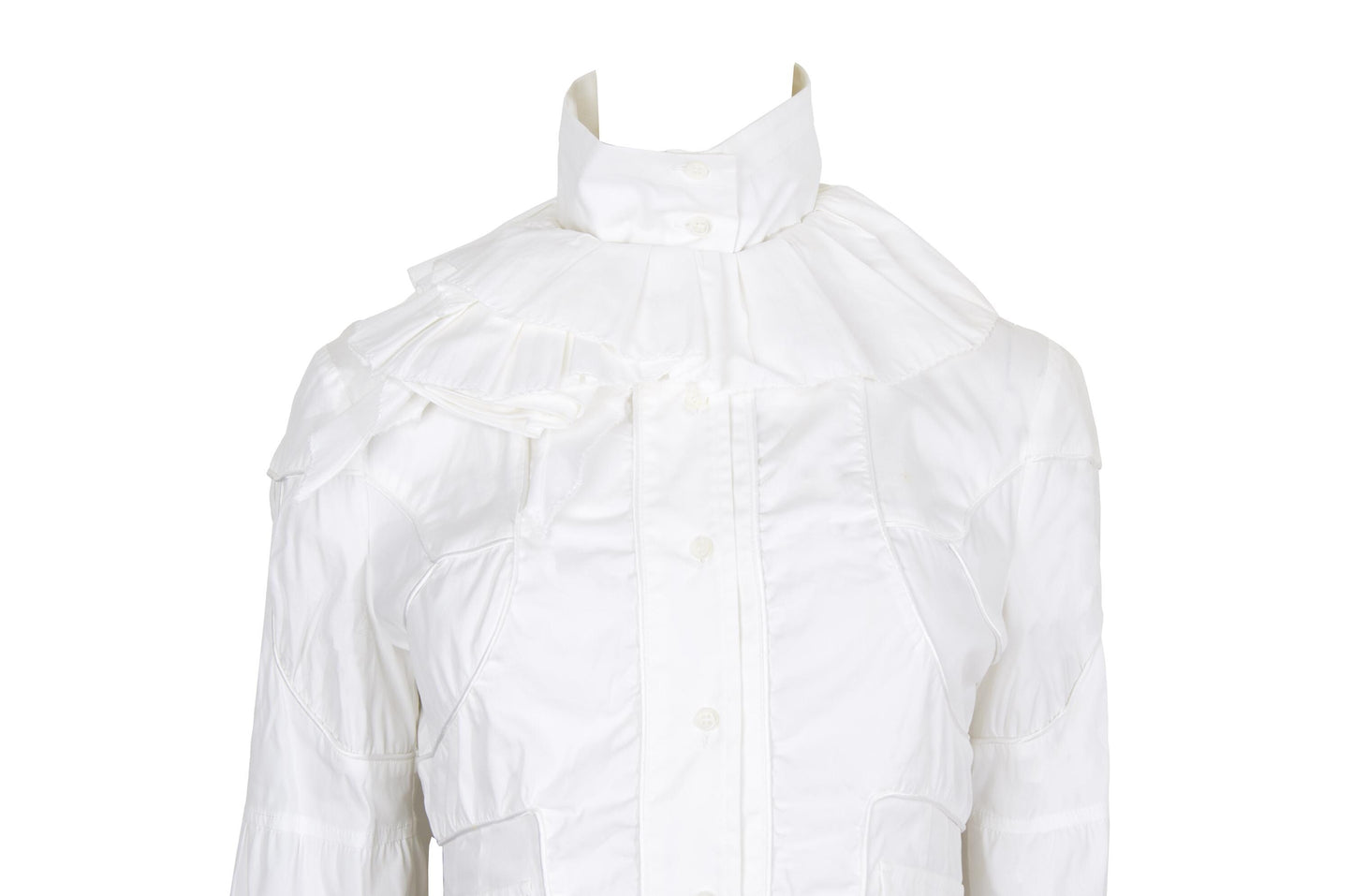Antonio Berardi F/W 2004 futuristic avant garde victorian inspired asymmetrical white button up shirt / Made in Italy