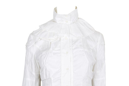 Antonio Berardi F/W 2004 futuristic avant garde victorian inspired asymmetrical white button up shirt / Made in Italy