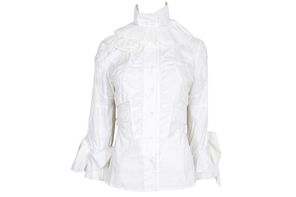Antonio Berardi F/W 2004 futuristic avant garde victorian inspired asymmetrical white button up shirt / Made in Italy