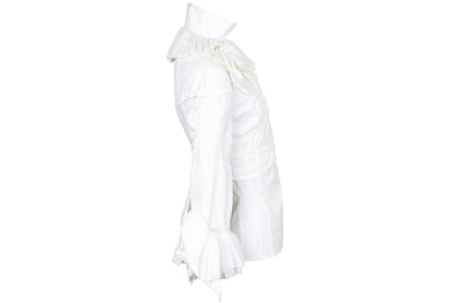 Antonio Berardi F/W 2004 futuristic avant garde victorian inspired asymmetrical white button up shirt / Made in Italy
