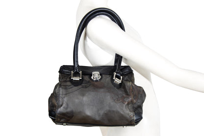 Vintage Collection Privée? printed leather bag / Collection Privée? tuck lock closure doctor bag / Made in Italy
