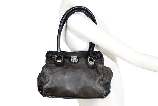 Vintage Collection Privée? printed leather bag / Collection Privée? tuck lock closure doctor bag / Made in Italy