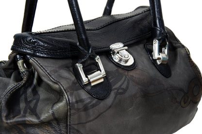 Vintage Collection Privée? printed leather bag / Collection Privée? tuck lock closure doctor bag / Made in Italy