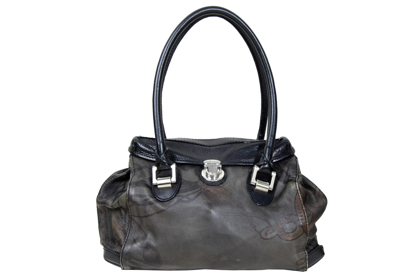 Vintage Collection Privée? printed leather bag / Collection Privée? tuck lock closure doctor bag / Made in Italy