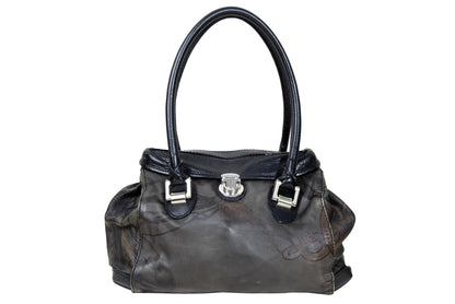 Vintage Collection Privée? printed leather bag / Collection Privée? tuck lock closure doctor bag / Made in Italy