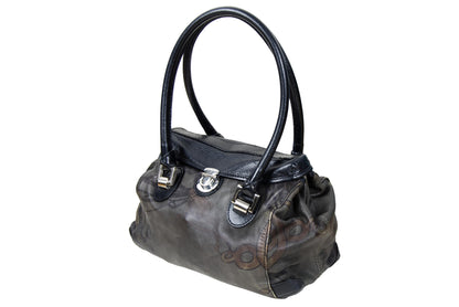 Vintage Collection Privée? printed leather bag / Collection Privée? tuck lock closure doctor bag / Made in Italy