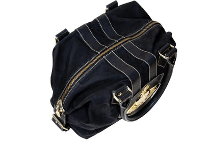 Vintage Vivienne Westwood Baker street 3D orb black leather and canvas bag