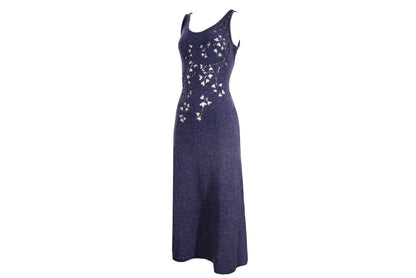 2000s Simultaneous wool dress with sheer mesh floral cutout details / Made in Italy