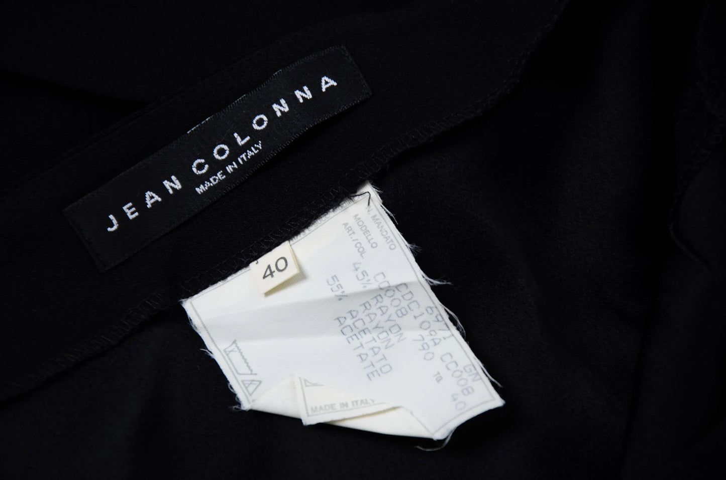 Vintage Jean Colonna black mini skirt with metal eyelets and fabric strips details / Made in Italy