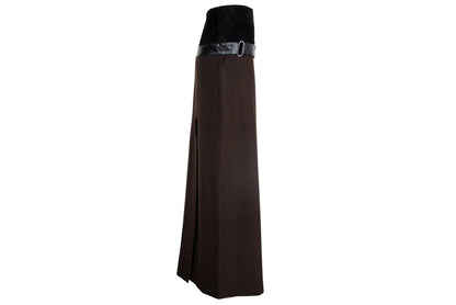 F/W 2002 Simultaneous suede and wool skirt / Vintage Simultaneous buckle belt skirt / Made in Italy