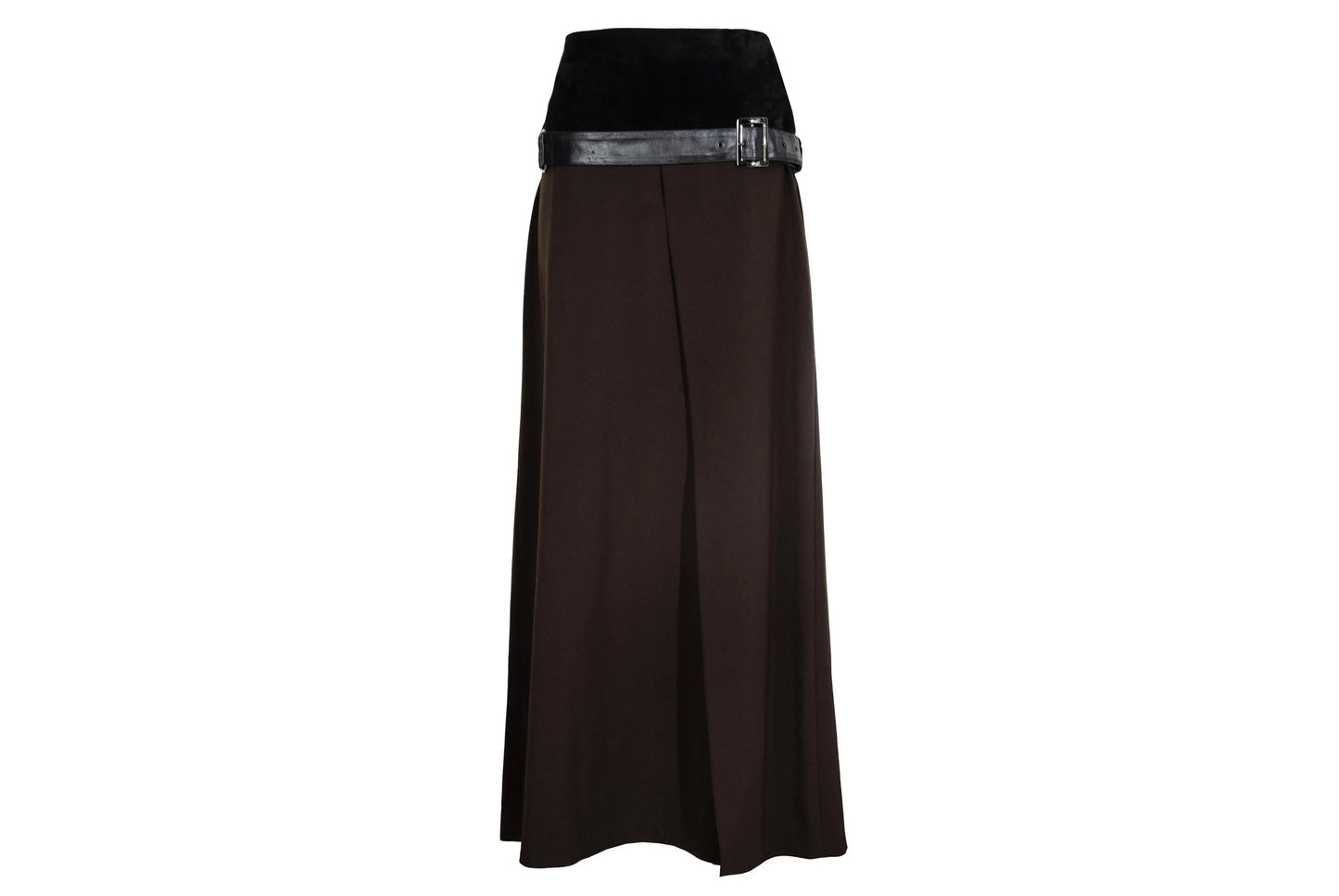 F/W 2002 Simultaneous suede and wool skirt / Vintage Simultaneous buckle belt skirt / Made in Italy