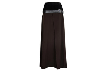 F/W 2002 Simultaneous suede and wool skirt / Vintage Simultaneous buckle belt skirt / Made in Italy