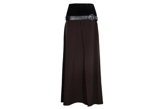 F/W 2002 Simultaneous suede and wool skirt / Vintage Simultaneous buckle belt skirt / Made in Italy