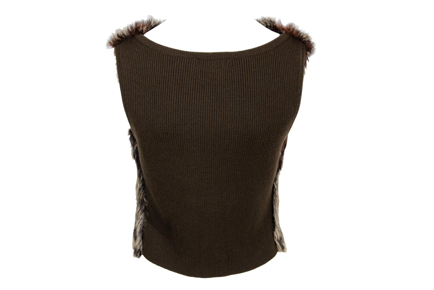 Vintage F/W 2000 Amaya Arzuaga rabbit fur and knit tank top / Made in Spain