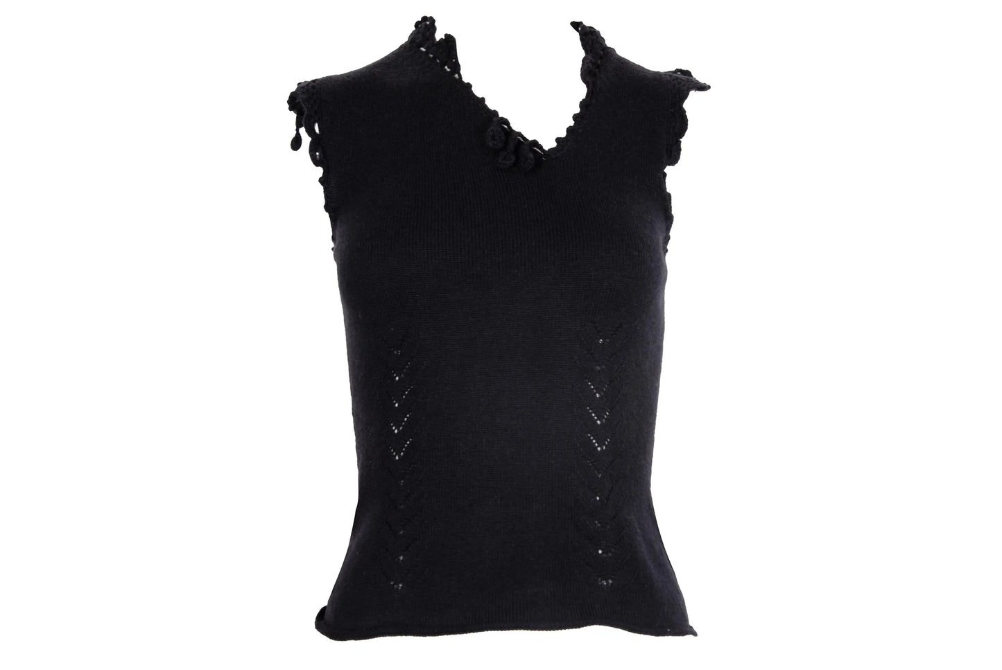 2000s Simultaneous 100% wool knit asymmetrical sleeveless top / Made in Italy