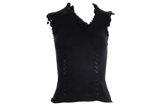 2000s Simultaneous 100% wool knit asymmetrical sleeveless top / Made in Italy