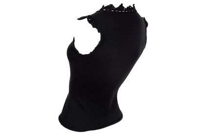 2000s Simultaneous 100% wool knit asymmetrical sleeveless top / Made in Italy