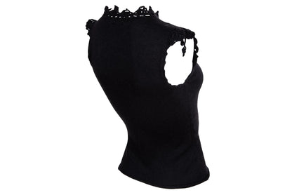 2000s Simultaneous 100% wool knit asymmetrical sleeveless top / Made in Italy