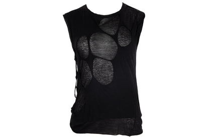 90s Jean Colonna destroyed black tank top / Layered sleeveless tee with holes / Made in Italy