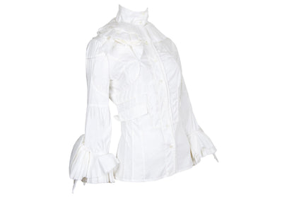 Antonio Berardi F/W 2004 futuristic avant garde victorian inspired asymmetrical white button up shirt / Made in Italy