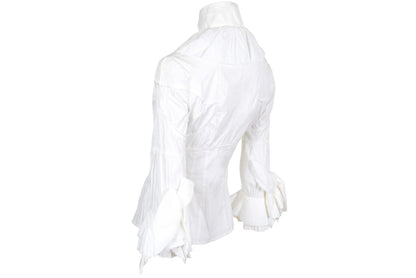 Antonio Berardi F/W 2004 futuristic avant garde victorian inspired asymmetrical white button up shirt / Made in Italy