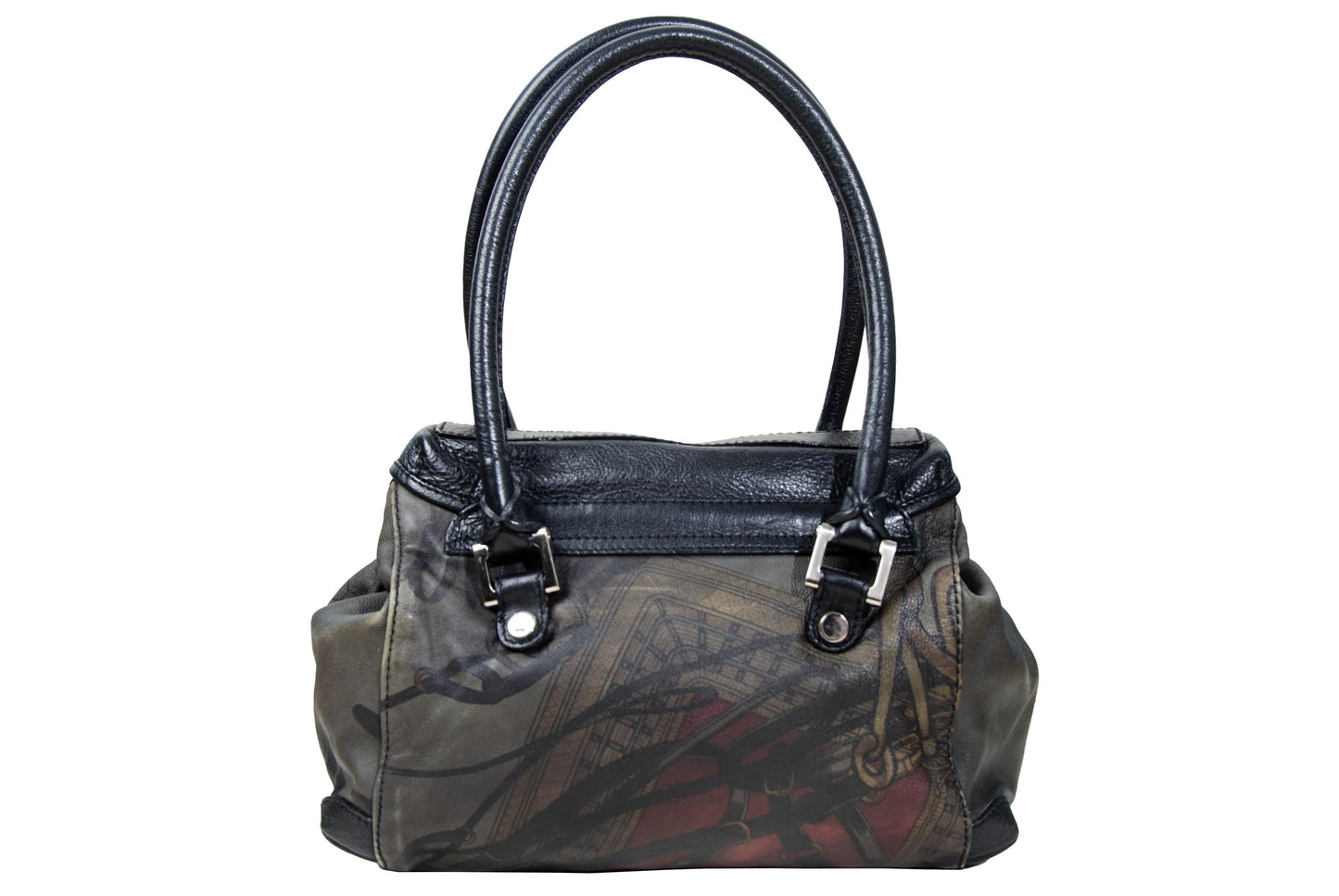 Vintage Collection Privée? printed leather bag / Collection Privée? tuck lock closure doctor bag / Made in Italy