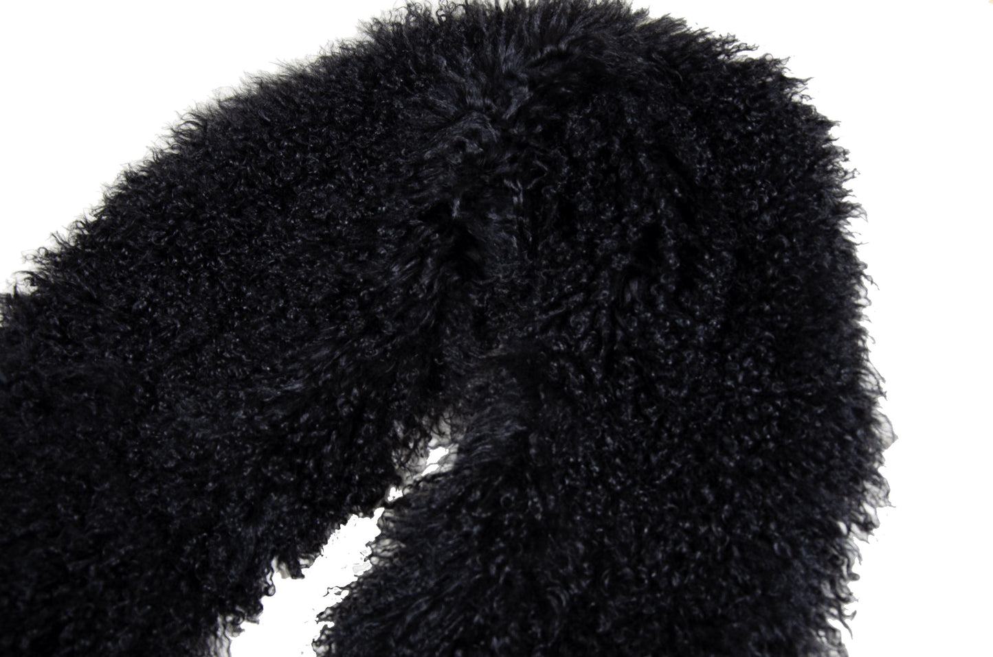 Vintage Mariella Burani Mongolian lamb fur oversized scarf / Made in Italy